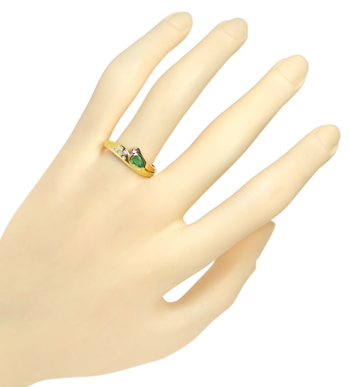 Foto 4 - Design-Ring 0,2ct Spitzen Smaragd Tropfen und Diamanten, Q1416