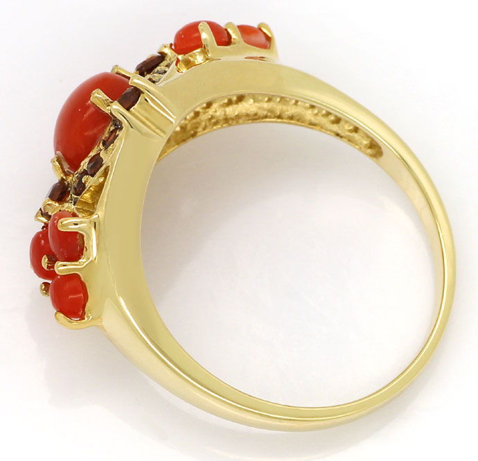 Foto 3 - Bildschöner Gelbgoldring verschiedene Edelsteine in Rot, R8903