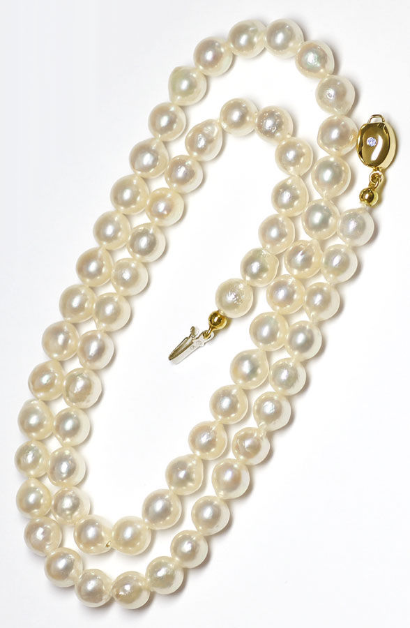 Foto 3 - Akoya Perlenkette mit Diamanten Gelbgold-Verschluss 14K, S3393
